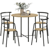 5 Piece Dining Table Set, Space Saving Round Dining Set for 4 with Metal Frame for Small Spaces