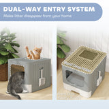 Cat Litter Box with Lid, Slide-Out Drawer