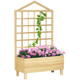 Jardinière en bois patinée avec treillis