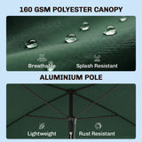 6.5x4ft Rectangle Patio Umbrella Aluminum Tilt Adjustable Garden Parasol
