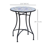 Table de patio ronde mosaïque 23,6