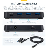 StarTech.com 4-Port USB-C Hub, USB 3.0 (5Gbps), USB-C to 4X USB-A, Bus