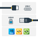 StarTech.com 3ft (1m) USB-B to USB-C Cable, USB 10Gbps, Data Cord, USB