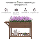 Raised Garden Bed with 8 Grids and Storage Shelf