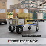 4-Wheel/2-Wheel Cargo Cart, 2-in-1 Folding Hand Truck with Aluminum Alloy Frame and Steel Handle