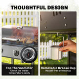 2-Burner Propane Gas Grill, 18000 BTU BBQ Grill with Wheels, Warming Rack, Shelf