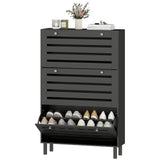 Armoire à chaussures étroite, 3 tiroirs basculants, étagères ajustables, capacité 18-24 paires