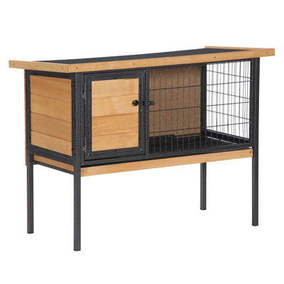 Rabbit Hutch, Wooden Bunny Cage Indoor Outdoor Bunny Hutch with Tray and Openable Water-Resistant Roof