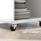 Kitchen Cart on Wheels, Rolling Kitchen Island with Drawer, Glass Door, Towel Rack and Adjustable Shelf