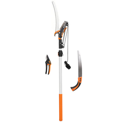 2-In-1 Manual Pole Saw, Secateurs with Safety Lock, 6.5ft Aluminium Telescopic Pole Pruner
