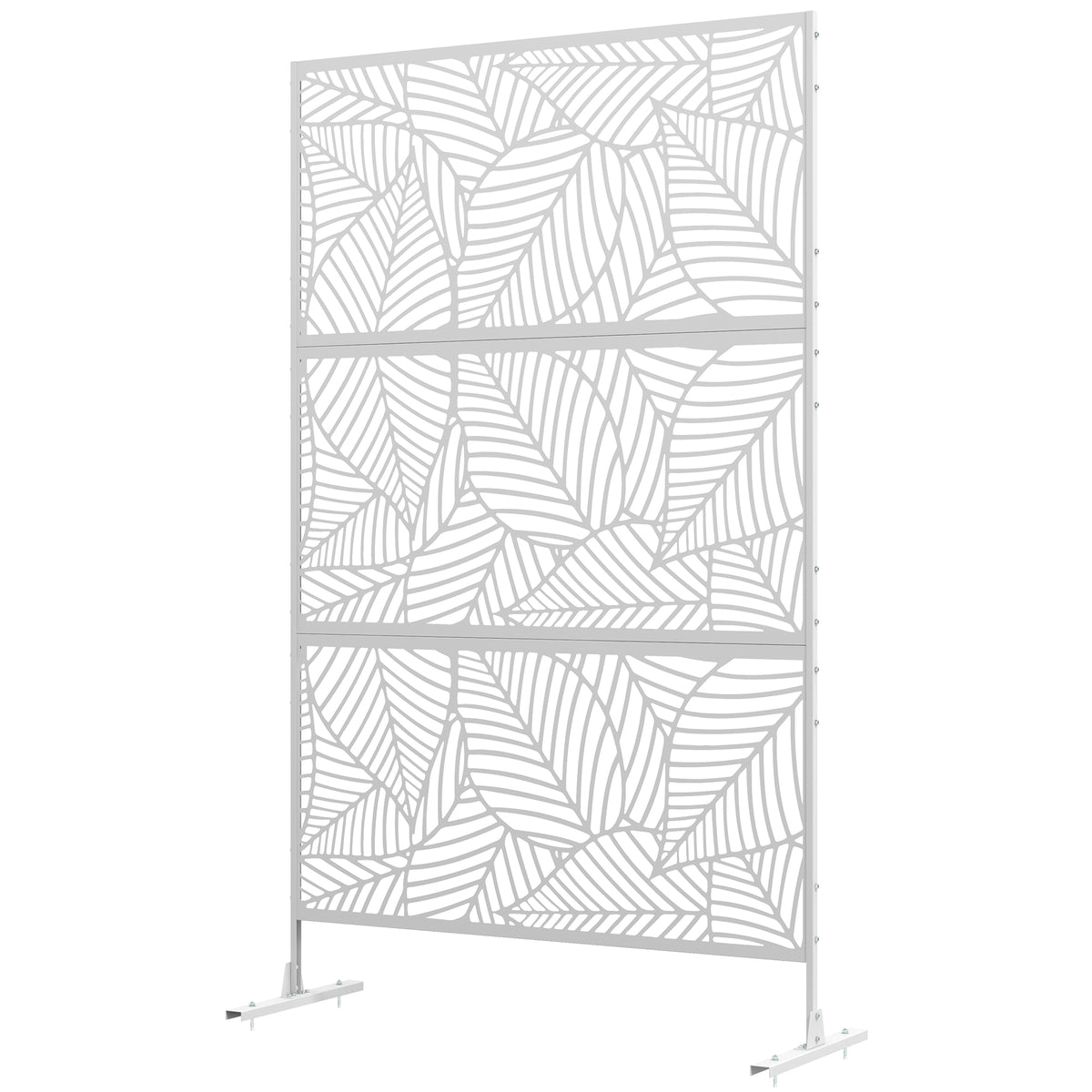 Paravent décoratif extérieur 6,5FT, écran de confidentialité en métal avec support, style grande feuille