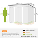 9' x 6.5' Outdoor Metal Garden Shed Utility Tool Storage Steel Backyard