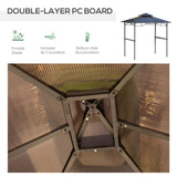 8' x 5' Hardtop Grill Gazebo, Outdoor Canopy with Side Shelves & Double Roof