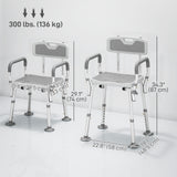 Adjustable Shower Chair with Arms Back and Padded Seat