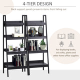 Set of 2, 4 Tier Ladder Shelf Bookcase, Multi-Use Display Rack, Storage Shelving Unit Display Stand