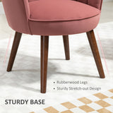 Modern Vanity Chair, Velvet-feel Fabric Leisure Accent Chair with Wood Legs for Living Room