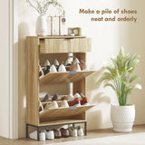 Meuble à chaussures étroit avec tiroirs basculants, cabinet à chaussures avec tablettes ajustables, tiroir coulissant, capacité 8 paires