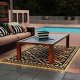 Outdoor Rug Carpet Reversible Plastic Straw Rug with LED Lights 12' x 9'