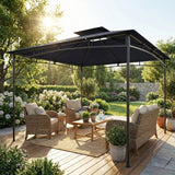 10' x 10' Gazebo, Soft Top Outdoor Gazebo with 2-Tier Roof, Metal Frame