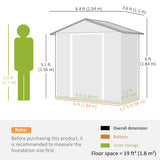 6.5x3.5ft Metal Garden Storage Shed for Outdoor Tool Storage with Double Sliding Doors and Vents