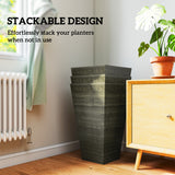 Tall Planter for Outdoor Plants Set of 3, 28 Inch Taper Planter with Drainage Holes