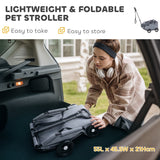 4 Wheels Folding Lightweight Pet Stroller with Universal Handle Rod, Storage Bag