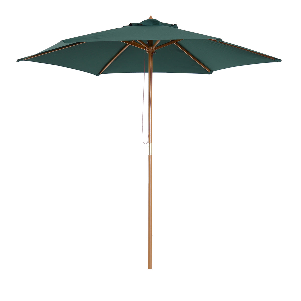 8FT Wood Market Umbrella Patio Umbrella Round Garden Parasol Canopy with Bamboo Ribs and Top Vent
