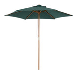 8FT Wood Market Umbrella Patio Umbrella Round Garden Parasol Canopy with Bamboo Ribs and Top Vent