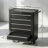 Rolling Tool Chest, 5-Drawer Lockable Tool Cabinet with 4 Wheels, Toolbox Storage Organizer for Garage