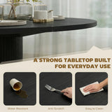 Round Dining Table for 4-6, 47 Inch Kitchen Table with Fluted Pedestal Base