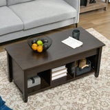 Table basse relevable, table basse moderne avec étagères de rangement et compartiment caché pour salon, 104 cm L