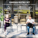 3 Pieces Outdoor Bistro Set, Folding Patio Table and Chairs with Tempered Glass Tabletop for Garden