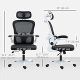 Mesh Office Chair, Ergonomic Desk Chair with Flip-up Armrest, Rotatable Headrest, Adjustable Lumbar Support