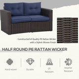 Ensemble mobilier patio 2 pièces, causeuse d'angle sofa coin rotin extérieur combinaison libre PE, avec accoudoirs courbés et coussin rembourré pour balcon