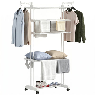 5-Tier Clothes Drying Rack, Foldable Laundry Drying Rack with Wheels