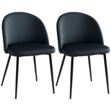 Set of 2 Mid-Back Dining Chair, Mid-Back Velvet-touch Upholstery Kitchen Chair for Living Room Dining Room
