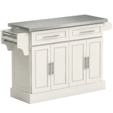 Rolling Kitchen Island with Storage and Stainless Steel Top, Kitchen Trolley with Drawers