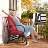 2-Person Outdoor Glider Chair, Patio Double Rocking Loveseat with Steel Frame and Cushions for Backyard