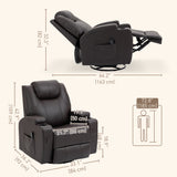 Fauteuil inclinable de massage, fauteuil à bascule pivotant pour chambre de bébé, canapé inclinable manuel avec 8 points de vibration, cuir PU