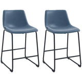 Counter Height Bar Stools Set of 2, Vintage PU Leather Bar Chairs