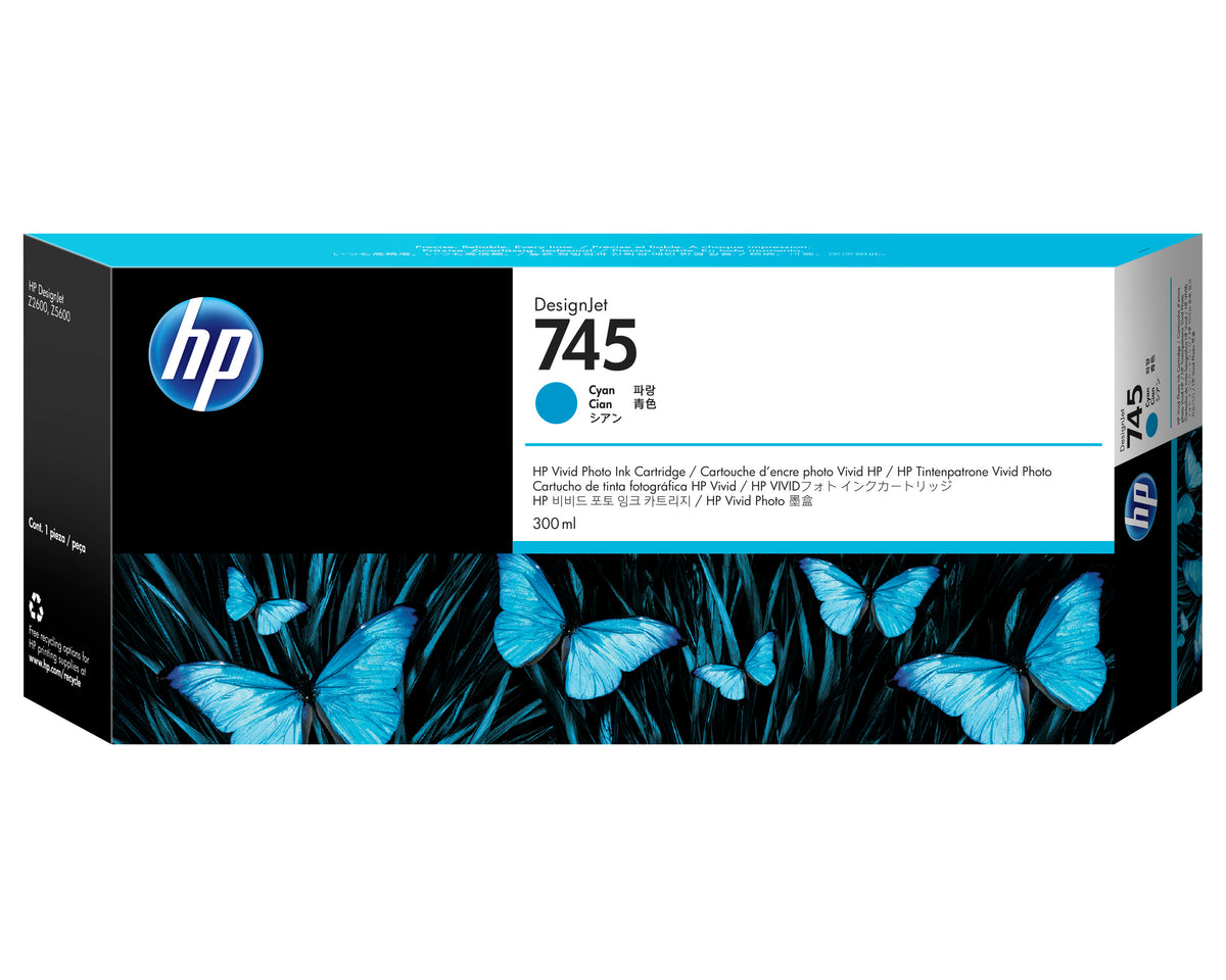 Cartouche d'encre cyan HP 745 DesignJet 300 ml