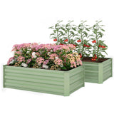 Set of 2 Galvanized Raised Beds for Garden