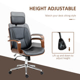 Office Chair, PU Leather Desk Chair with Removable Headrest, Adjustable Height, Tilt Function and with Wheels