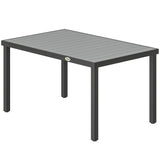Rectangular Patio Table for 6, Outdoor Dining Table with Wood-Plastic Composite Top and Steel Frame for Garden