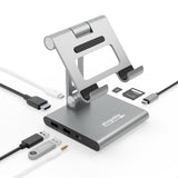 Plugable Technologies 8-in-1 USB C Hub for iPad with Stand, 100W Pass-