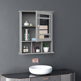 Meuble de salle de bain mural avec miroir et 3 étagères de rangement