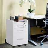 3 Drawer File Cabinet with Lock and Edged Top, Lockable Filing Cabinet on Wheels for Letter and A4 Size