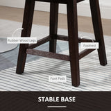 2 Pieces Swivel Bar Stools, Counter Height Stools Set of 2 with Wood Legs and Footrests for Dining Room