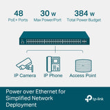 Switch manageable Gigabit L2+ 52 ports JetStream TP-Link avec 48 ports PoE+