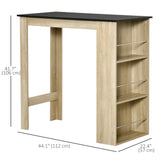 Bar Table Counter Height Dining Table with 3 Storage Shelves for Kitchen